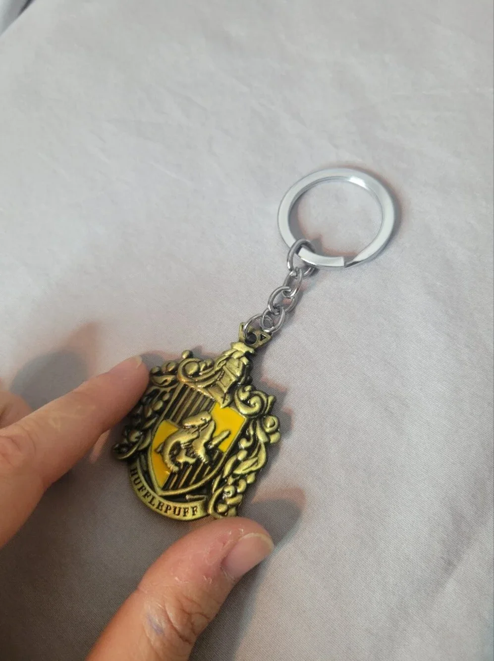 Harry Potter Hufflepuff Crest Yellow, Brass & Black Metal Keychain